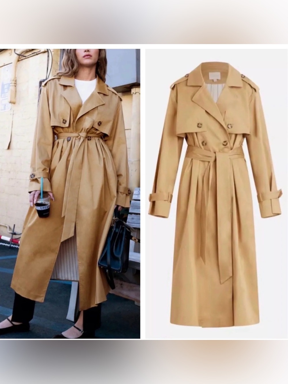 Favorite Daughter The Charles Long Trench Coat - Sand Beige
Tan French